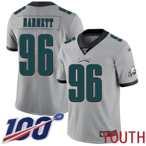 Youth Philadelphia Eagles #96 Derek Barnett Limited Silver Inverted Legend NFL Jersey 100th Season Football